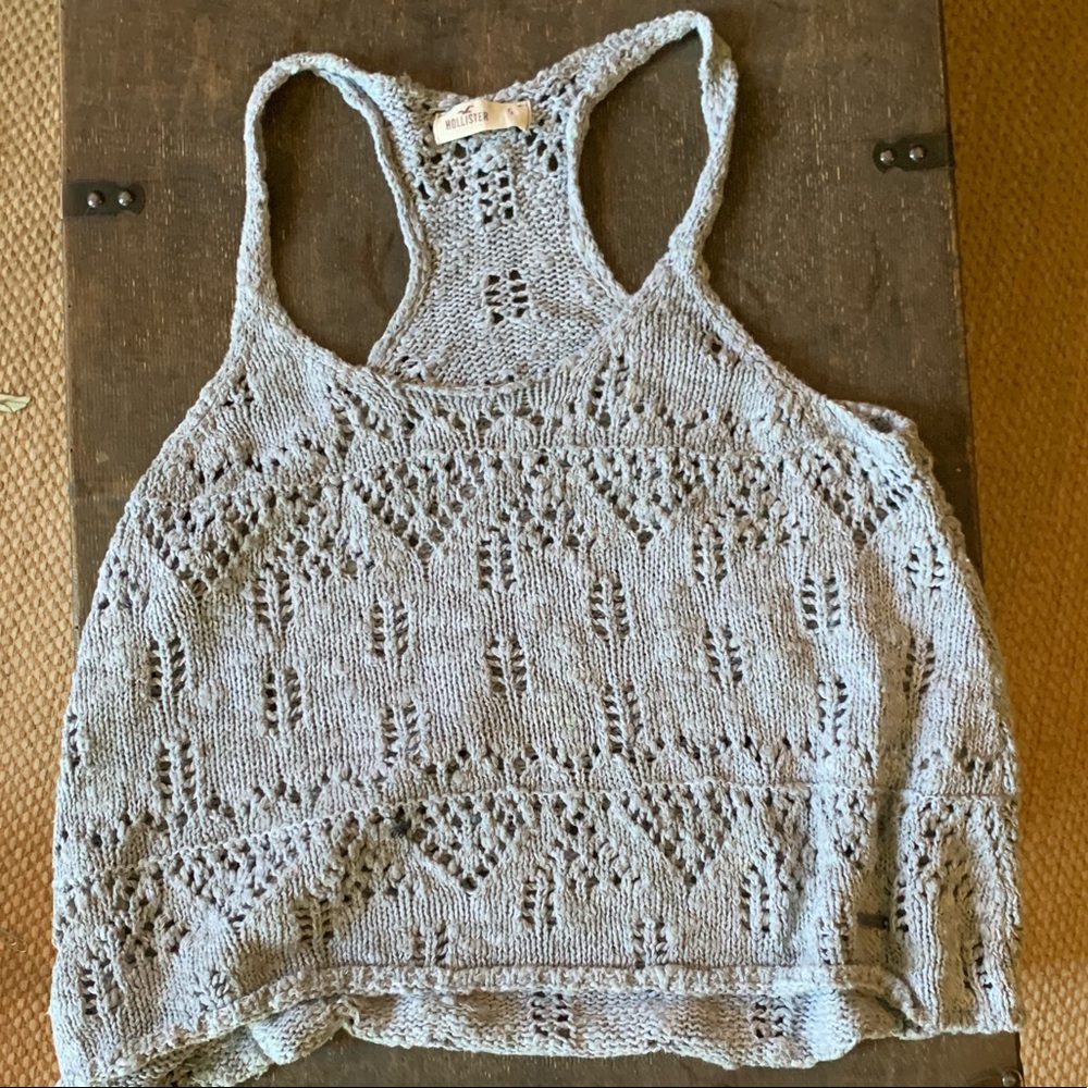 Grey crochet Hollister sweater tank.